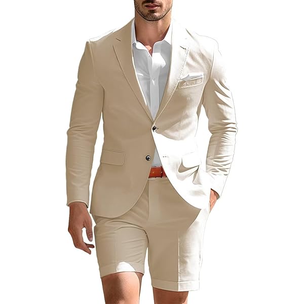 Mens Shorts Suit Casual Grooms Beach Wedding Slim Fit Tuxedo Suit